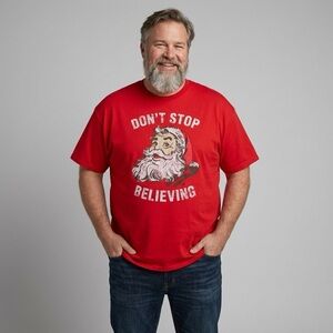 Holiday Time Red Crewneck Graphic Tee with White Print